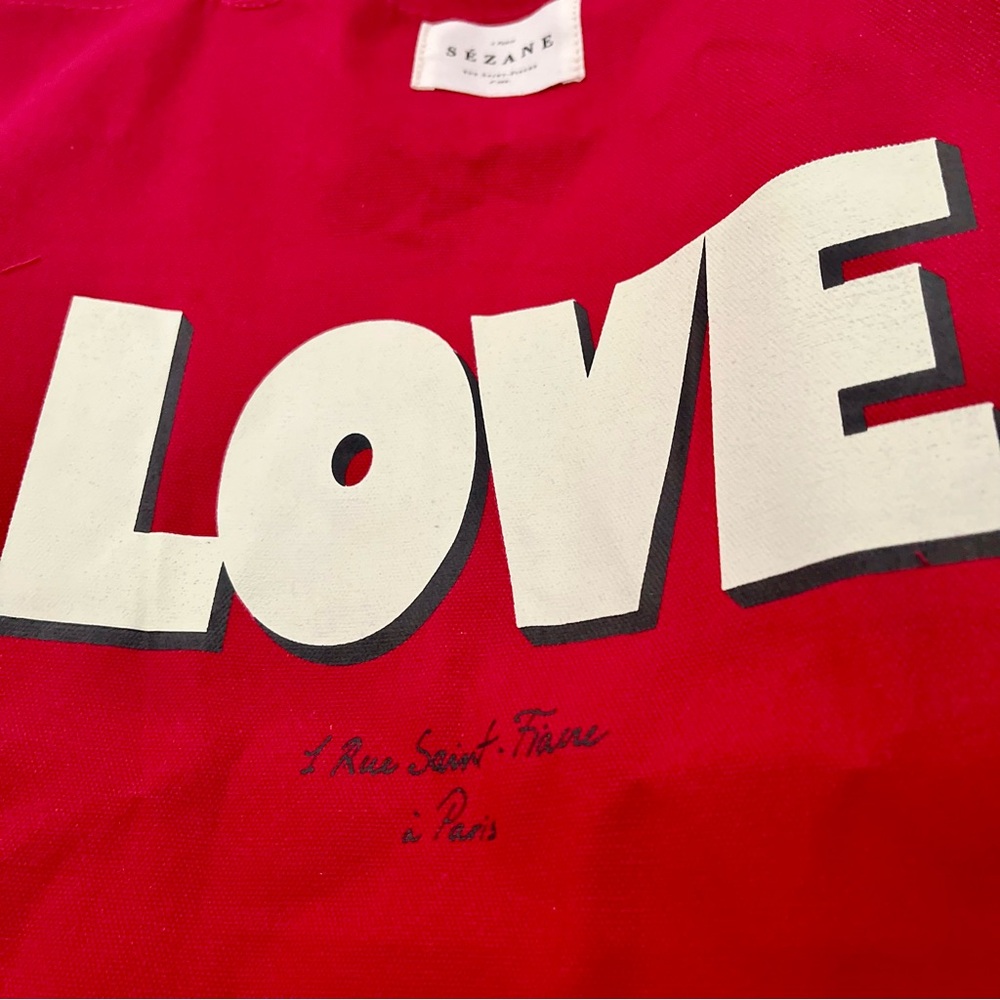 Sézane Red LOVE Tote Bag - Picture 3 of 6